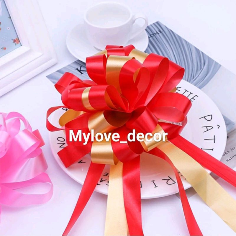 NƠ TÚ CẦU , 5 Nơ Lụa Bản 6CM Rút Tú Cầu Bông To Trang Trí Bó Hoa , Giỏ Quà, Chậu Lan , Trang Trí Xe Hoa , Sinh Nhật_CT30