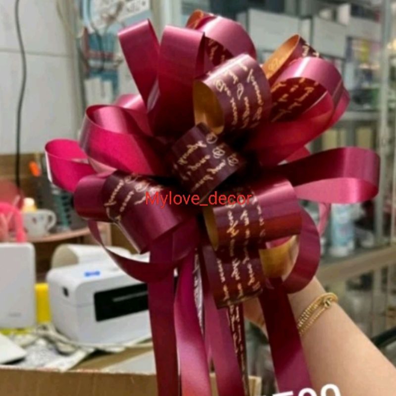 NƠ TÚ CẦU , 5 Nơ Lụa Bản 6CM Rút Tú Cầu Bông To Trang Trí Bó Hoa , Giỏ Quà, Chậu Lan , Trang Trí Xe Hoa , Sinh Nhật_CT30
