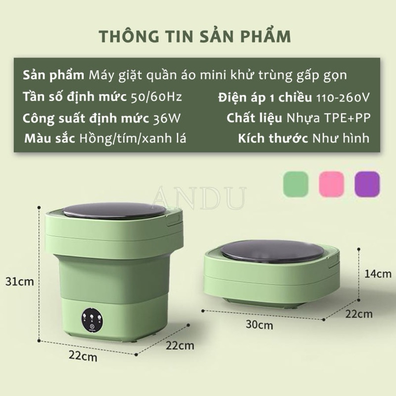 Máy giặt mini gấp gọn tiện lợi
