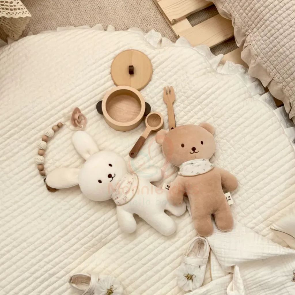 Thú bông cotton hữu cơ cho bé Lacoz 30cm, gấu thỏ bông organic mềm mại cho trẻ - Monnie Kids