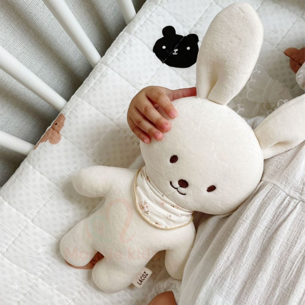 Thú bông cotton hữu cơ cho bé Lacoz 30cm, gấu thỏ bông organic mềm mại cho trẻ - Monnie Kids