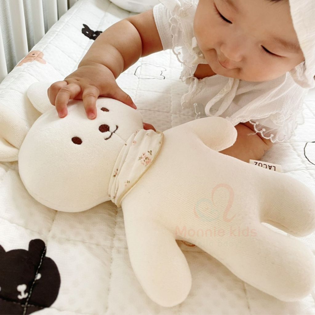 Thú bông cotton hữu cơ cho bé Lacoz 30cm, gấu thỏ bông organic mềm mại cho trẻ - Monnie Kids