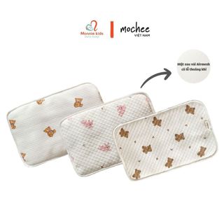 Gối nằm cho bé Mochee vải airmesh 25x40cm chất liệu lụa cotton cho trẻ 0M+ - Monnie Kids