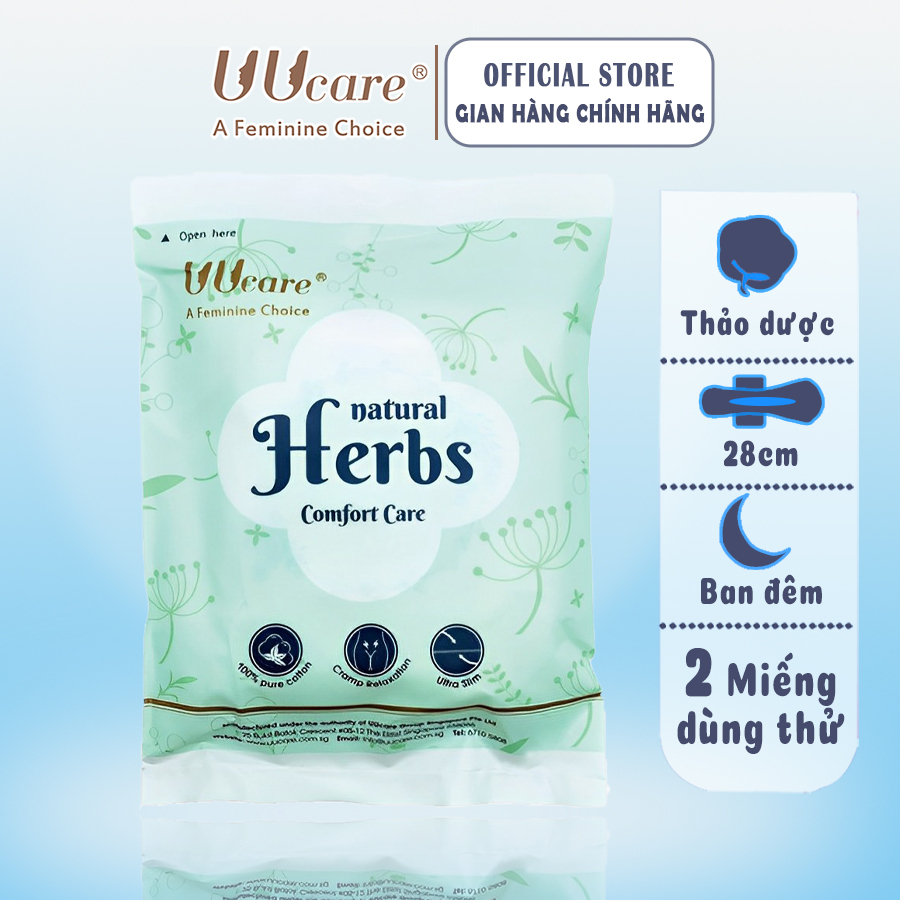 Băng vệ sinh Thảo dược UUcare Herbal 28cm ban đêm