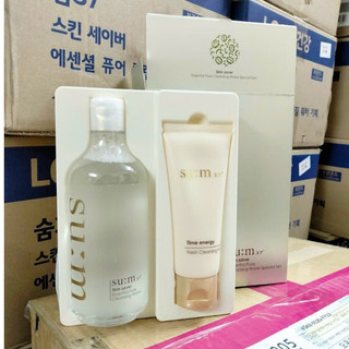Combo set sữa rửa mặt Tẩy trang Su:m37 dạng nước 3 trong 1 Skin Saver Essential Cleansing Water 400ml + Sữa rửa mặt 100m
