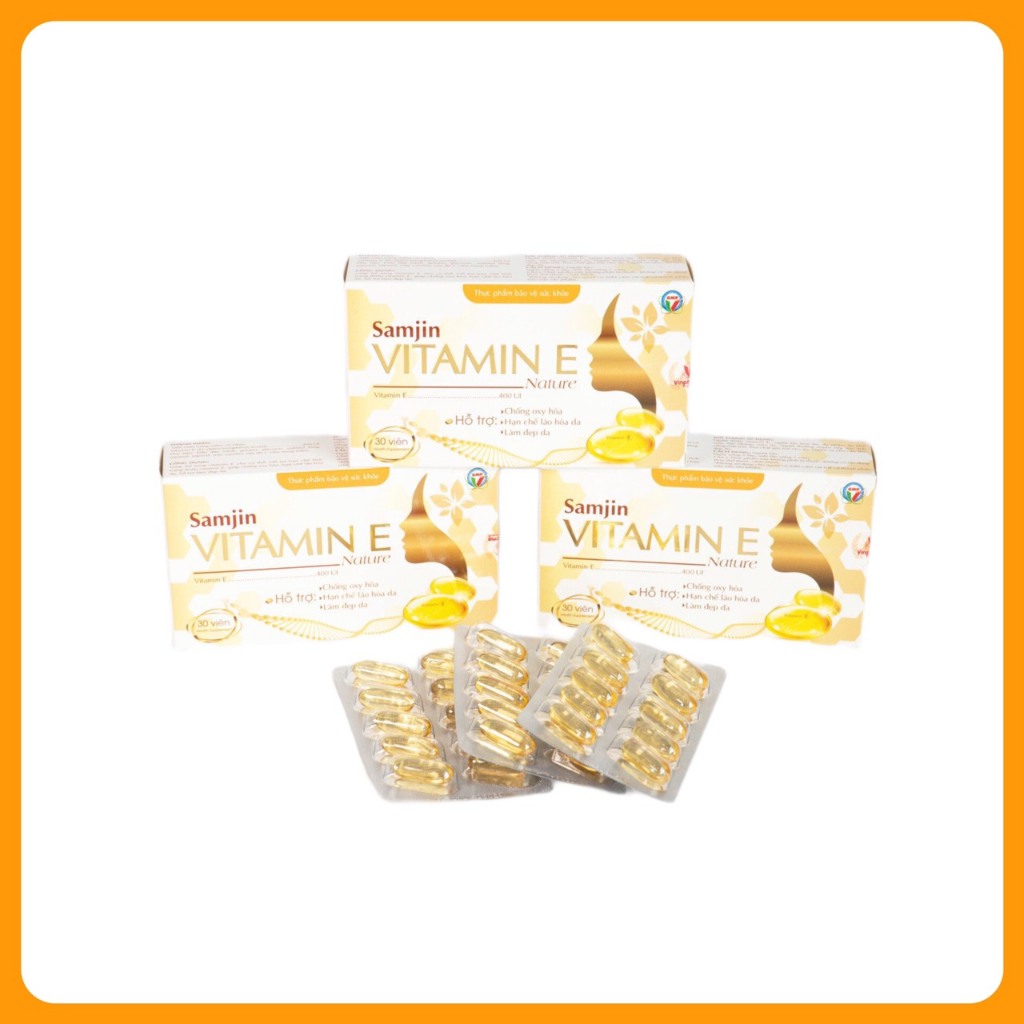 Viên Uống Bổ Sung Vitamin E 400IU Nature Samjin Hỗ Trợ Ngăn Ngừa Nếp Nhăn, Giúp Da Khỏe Mạnh - Hộp 30 Viên