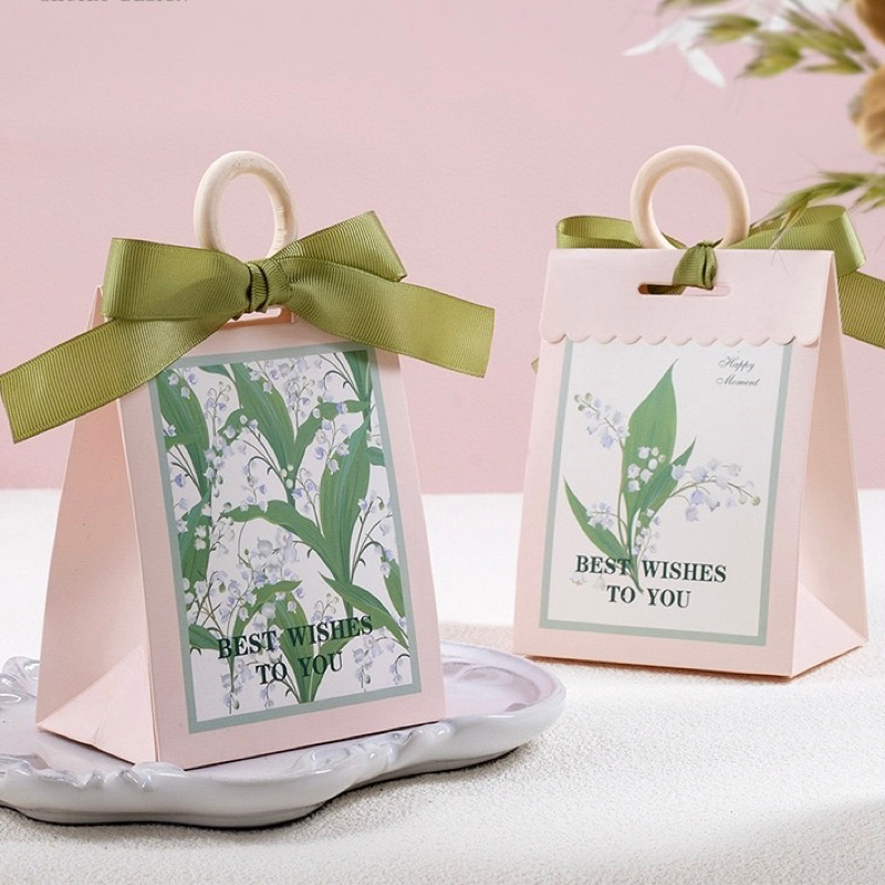 Túi đựng quà, mỹ phẩm 20/11, 8/3 Vintage khoen gỗ cao cấp