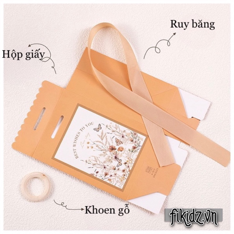 Túi đựng quà, mỹ phẩm 20/11, 8/3 Vintage khoen gỗ cao cấp