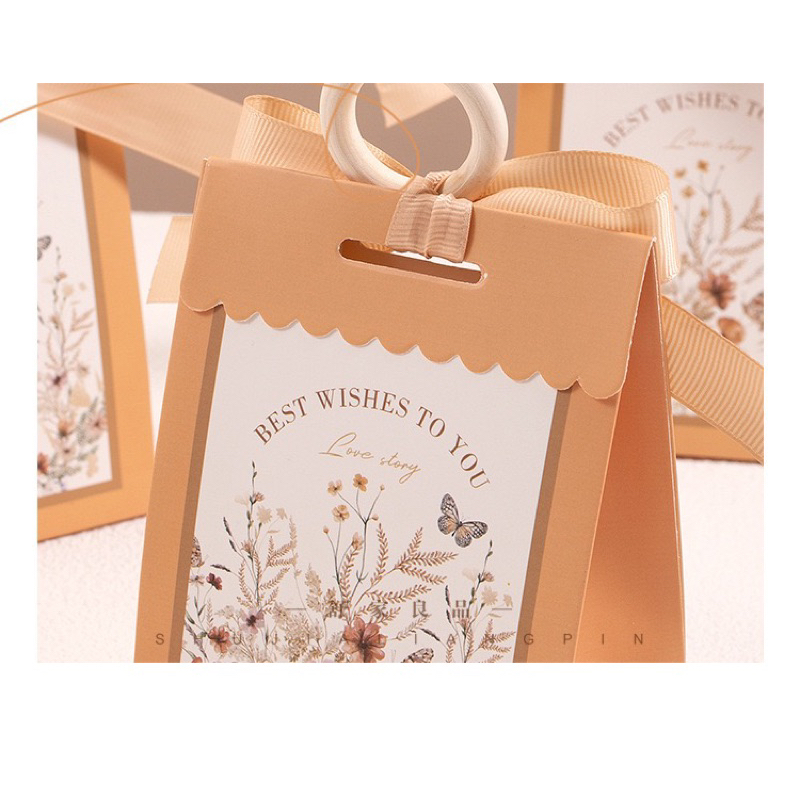 Túi đựng quà, mỹ phẩm 20/11, 8/3 Vintage khoen gỗ cao cấp