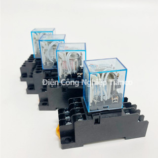 ( Tặng đế ) Relay kính trung gian Omron 14 chân MY4NJ Kèm đế 12VDC 24VDC 220VAC 380VAC