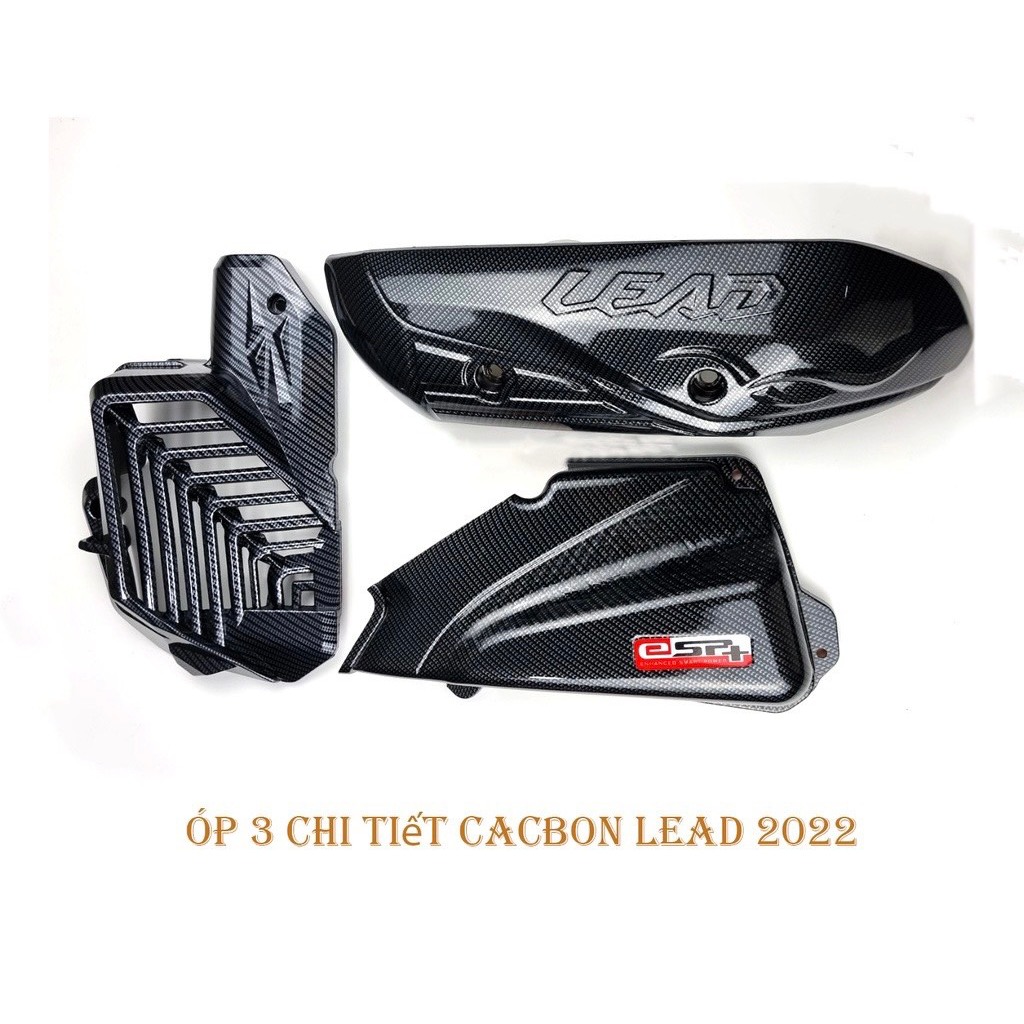 Bộ 3 món xe LEAD 2022-2023 che Pô, pô e, quạt gió mạ crom trắng và carbon đen