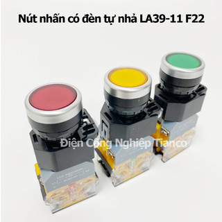 Nút nhấn có đèn phi 22 xanh đỏ vàng, nút nhấn nhả la39-11d