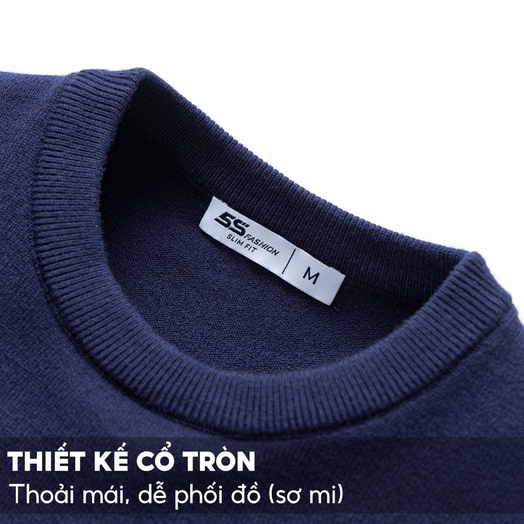 Áo Len Nam 5S FASHION, Chất Viscose, Thiết Kế Cổ Tròn Can Phối Kẻ Ngang, Lịch Lãm