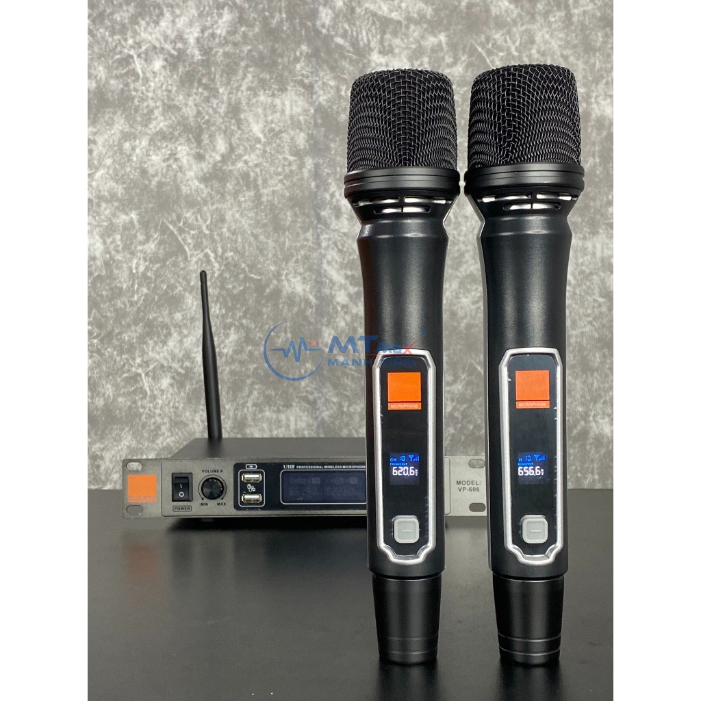 Micro Karaoke VP-606 Không Dây - Mic Hát Karaoke Giá Rẻ, Bộ 2 Micro Không Dây Chống Nhiễu Chống Hú, Hút Âm Tốt,