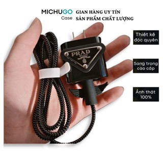  Bảo vệ sạc iphone ốp Prada thiết kế cao cấp tinh tế thích hợp cho cục sạc iPhone 14 13 12 11promax Michugo Case 