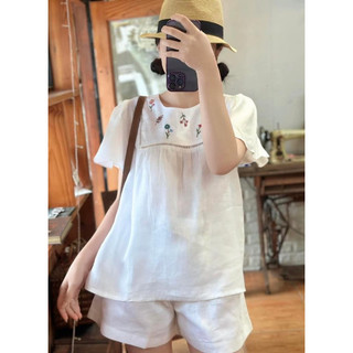 Áo thêu tay vải linen tưng premium