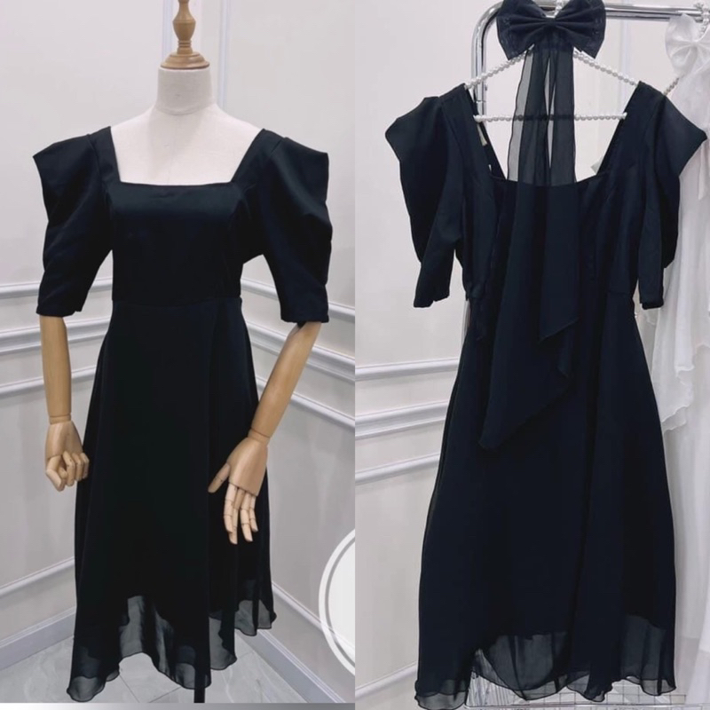 Đầm cotton lạnh phối chiffon