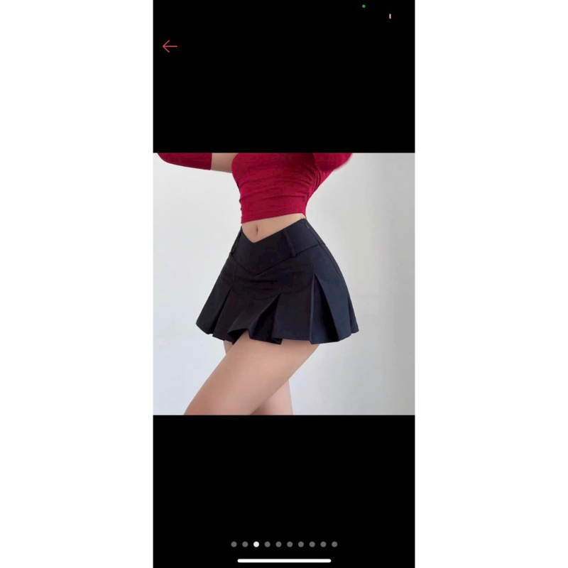 Chân váy dáng ngắn cạp V xếp ly to nữ tính, Chân váy tennis xếp ly bản to cạp chữ V siêu hot