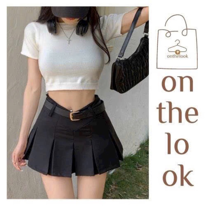 Chân váy dáng ngắn cạp V xếp ly to nữ tính, Chân váy tennis xếp ly bản to cạp chữ V siêu hot