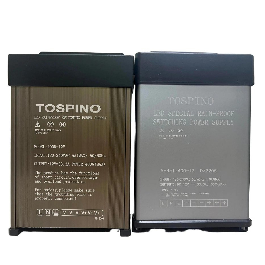 TOSPINO Nguồn vỏ nhôm ngoài trời, Nguồn 12V 33A 400W ngoài trời Nguồn LED 12V 400w vỏ nhôm chống nướ
