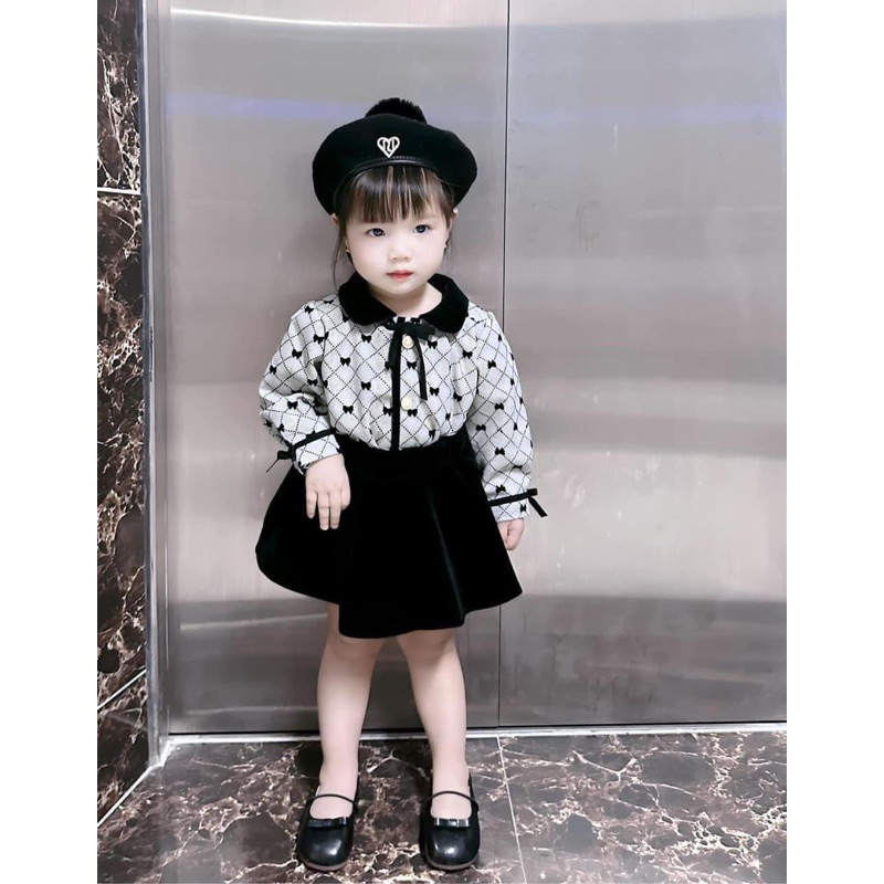 SET BỘ CHÂN VÁY ÁO HÌNH NƠ CHO BÉ