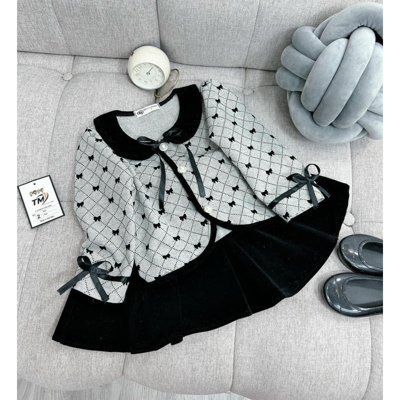 SET BỘ CHÂN VÁY ÁO HÌNH NƠ CHO BÉ