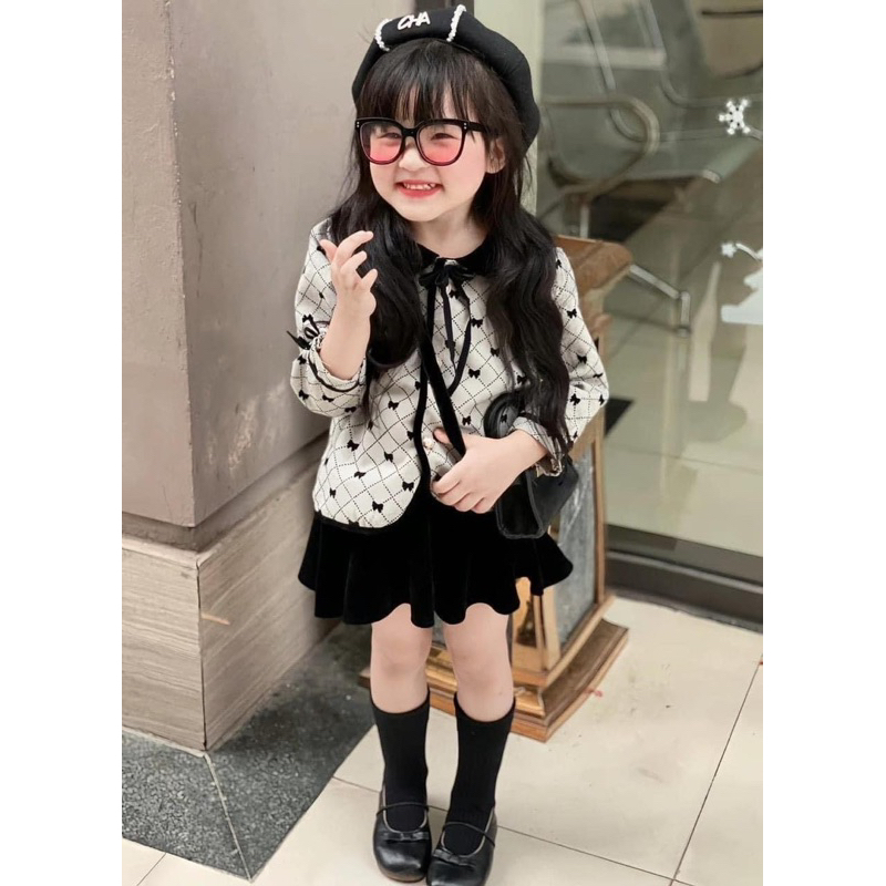 SET BỘ CHÂN VÁY ÁO HÌNH NƠ CHO BÉ