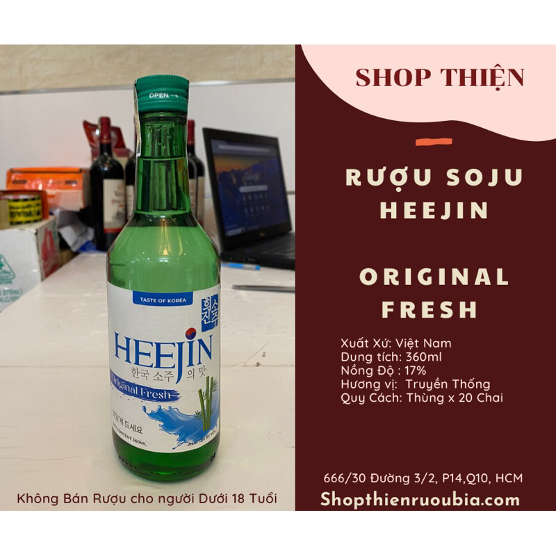 Sô Chu HEEJIN Soju Original Fresh 17% 360ml-Vị Truyền Thống