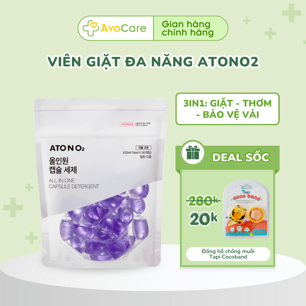 Viên giặt đa năng Atono - Atono2 tự nhiên lành tính với da nhạy cảm của trẻ sơ sinh - Atono2 All in 