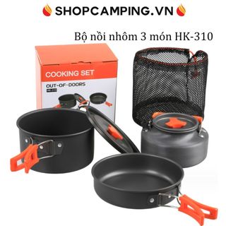 Bộ nồi dã ngoại HK-310 dùng cho 2-3 người, bộ nấu ăn xếp gọn phượt, du lịch, cắm trại - Camping VietNam