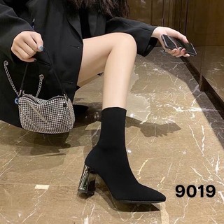 (G02) Giày Boot Len Cao Cổ Chất Len Dày ô Vân Thoáng và Gót Bạc (G02 Mới 2023)
