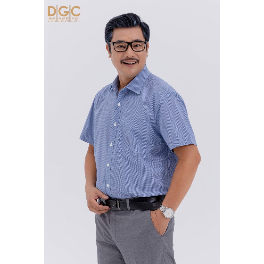 Áo sơ mi ngắn tay nam trung niên DGCs hoạ tiết caro nhỏ SASNBC47M
