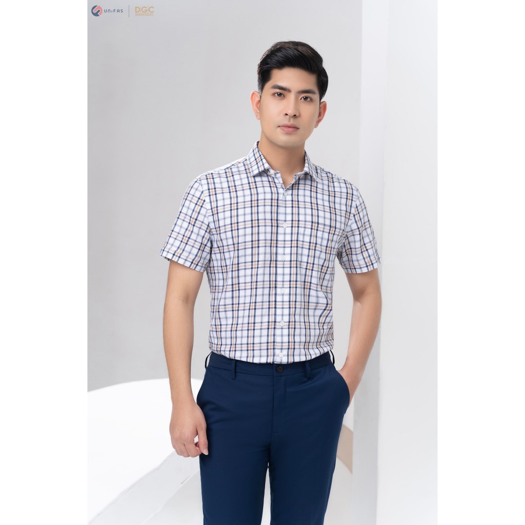 Áo sơ mi ngắn tay dệt từ than tre chống tia UV, kháng khuẩn thoáng mát ngày hè DGC - SASNBC31M