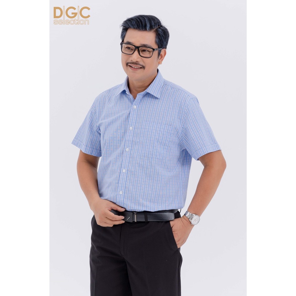 Áo sơ mi ngắn tay nam trung niên DGCs hoạ tiết caro nhỏ SASNBC47M
