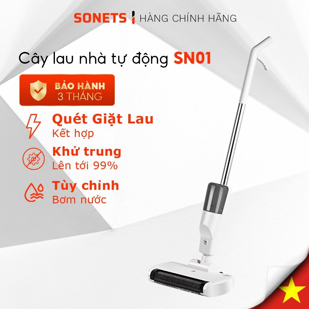Cây Lau Nhà Cao Cấp Sonets SN-01 Chổi Lau Nhà Phun Sương Tự Động Giặt Vắt Bơm Nước Tùy Chỉnh Không Dây Tiện Lợi 1800W
