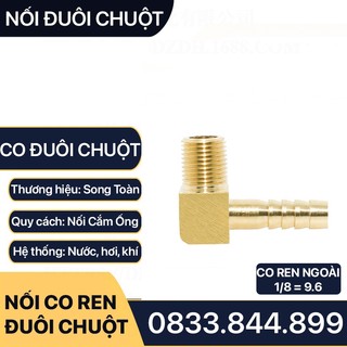 Co Ren Ngoài 1/8 (9.6mm) Đuôi Chuột Nối Lòng Trong Ống Nhựa Mềm & Pu -  Đồng Thau - Airline Horse Elbow Connector
