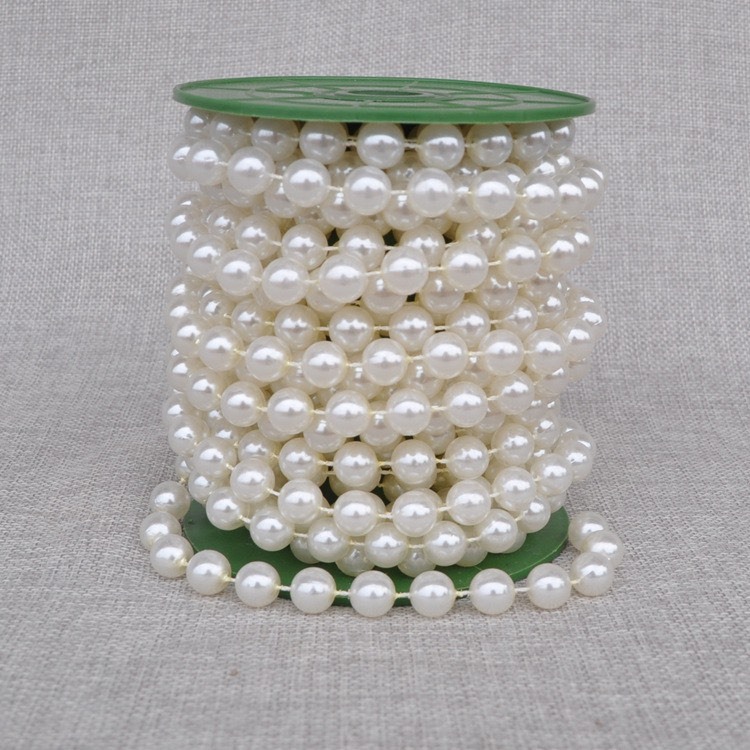 Gói 1 mét dây chuỗi hạt trai nhựa 6-8 mm trang trí tiệc H26