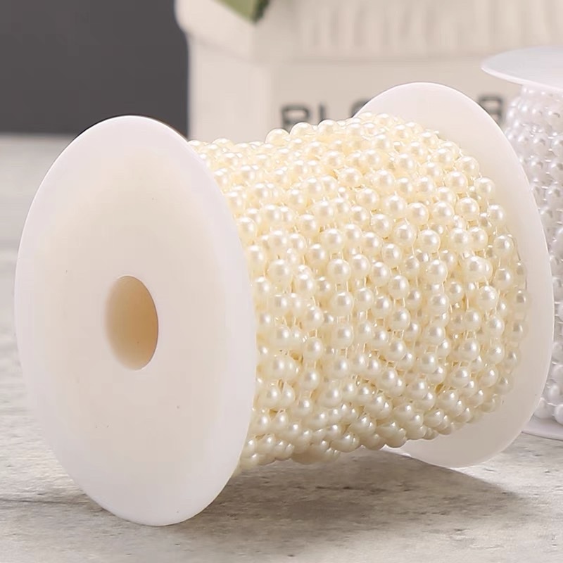 Gói 1 mét dây chuỗi hạt trai nhựa 6-8 mm trang trí tiệc H26