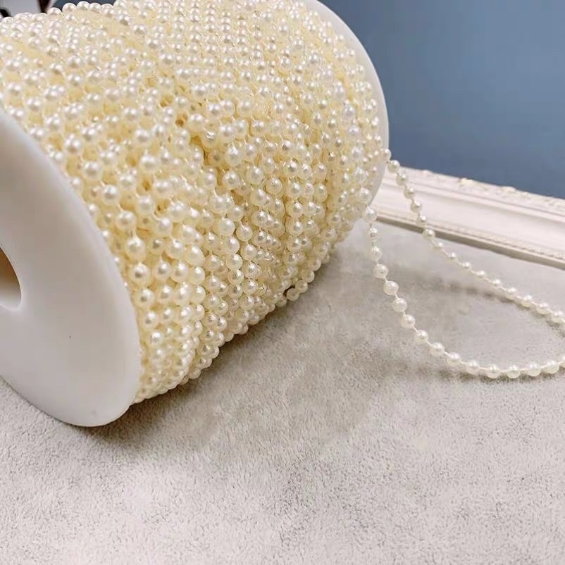 Gói 1 mét dây chuỗi hạt trai nhựa 6-8 mm trang trí tiệc H26
