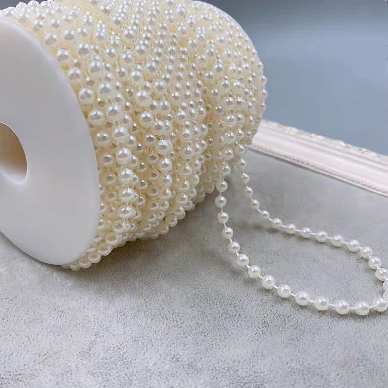 Gói 1 mét dây chuỗi hạt trai nhựa 6-8 mm trang trí tiệc H26