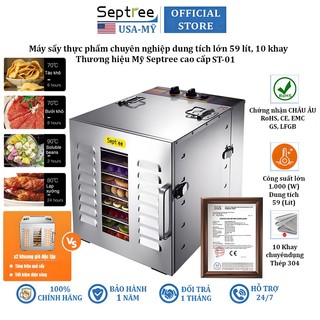 Máy sấy thực phẩm 10 khay chuyên nghiệp dung tích 59 lít thương hiệu Mỹ Septree ST-01 - Bảo Hành 12 Tháng