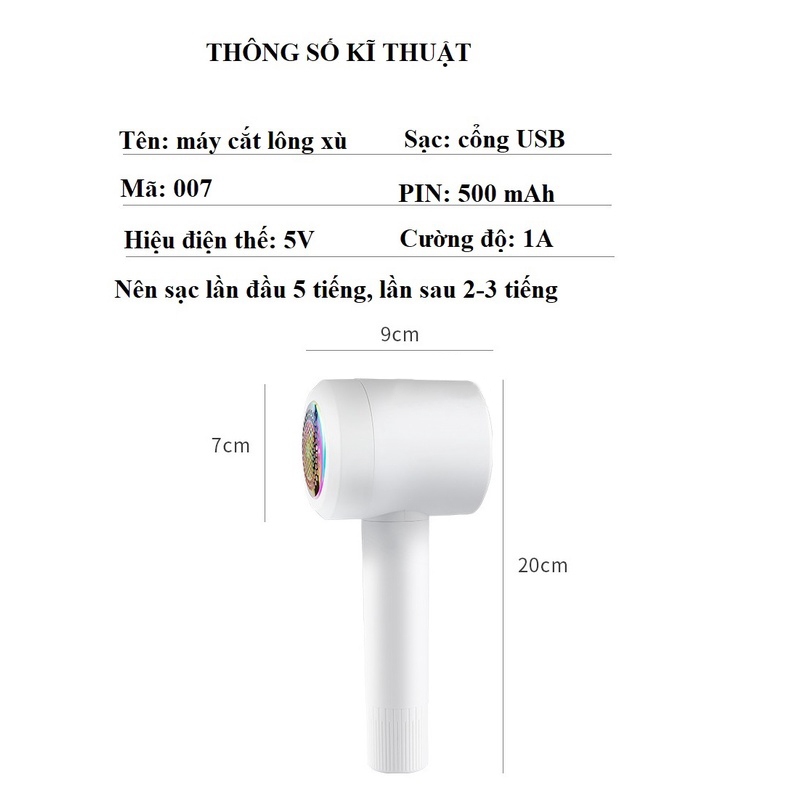 Máy cắt lông xù quần áo đa năng 2in1 có thể cắt xơ len vải và hút bụi, tích hợp đèn, không dây