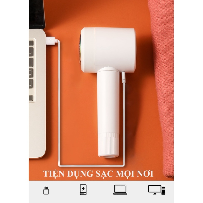 Máy cắt lông xù quần áo đa năng 2in1 có thể cắt xơ len vải và hút bụi, tích hợp đèn, không dây