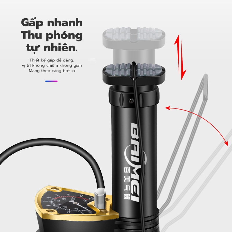 Bơm xe máy xe đạp nhỏ gọn đầu van đa năng