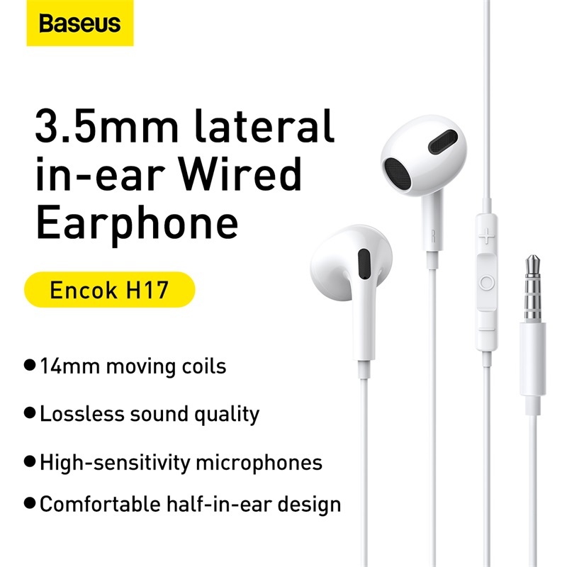 Tai nghe có dây Baseus Encok H17 3.5mm tai nghe in ear tai nghe nhét tai Laptop PC Smartphone tai nghe chính hãng