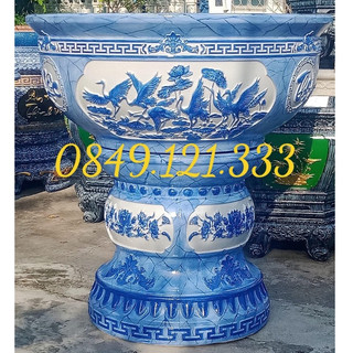 Bộ khuôn đúc chậu tròn trụ xoay đường kính 80cm Sen Hạc