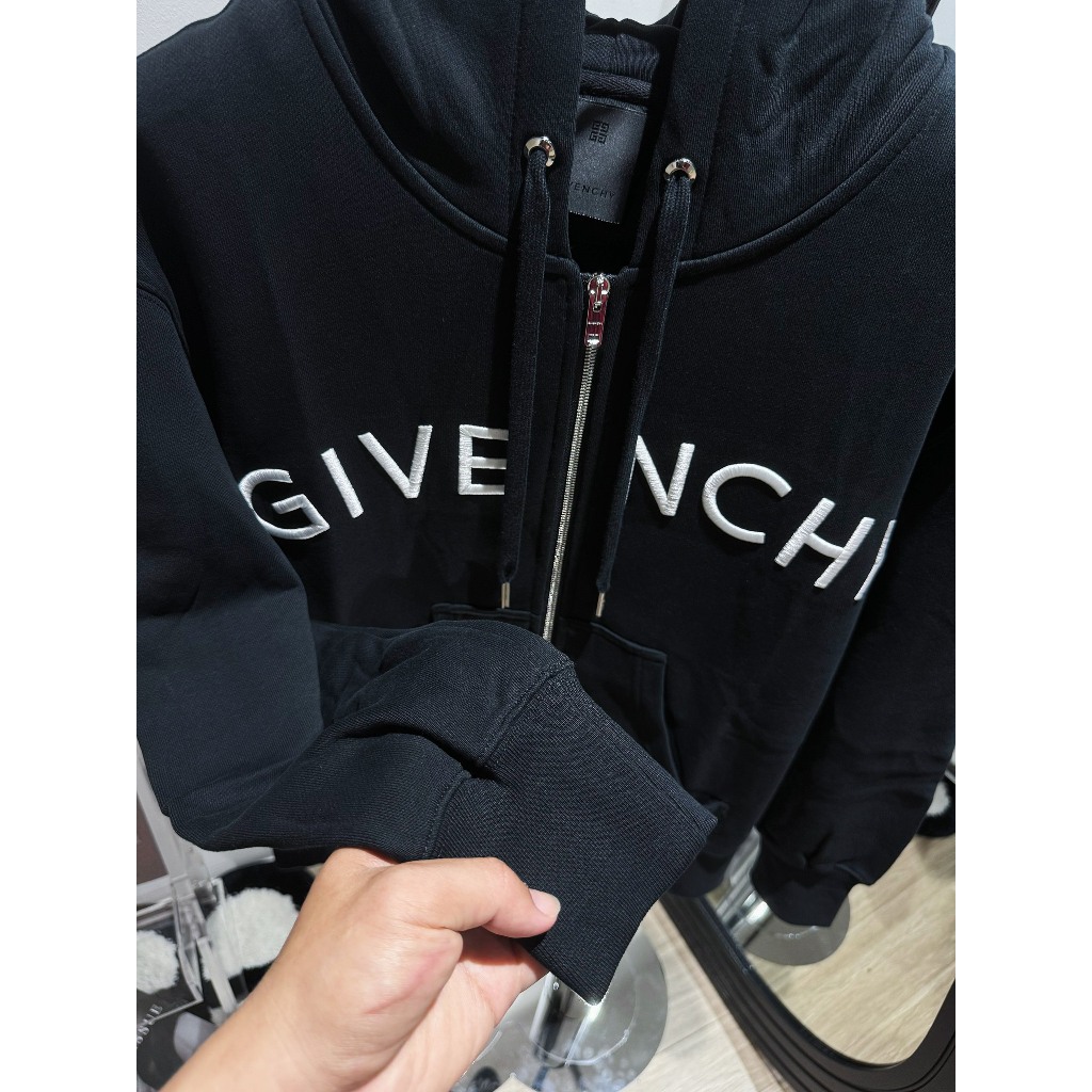 Áo Khoác Nỉ Bông Hoodie Gi Ven Chy Đen Hoạ Tiết LOGO Siêu Cấp