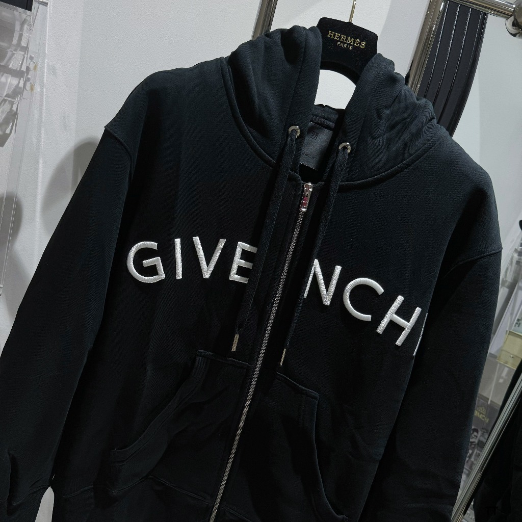 Áo Khoác Nỉ Bông Hoodie Gi Ven Chy Đen Hoạ Tiết LOGO Siêu Cấp