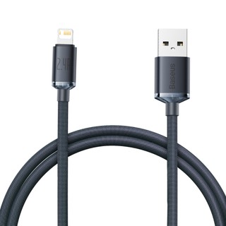 Cáp sạc nhanh Crystal Shine hiệu Baseus dây cáp USB to I.P 2.4A 1.2m, 2m Black, Blue