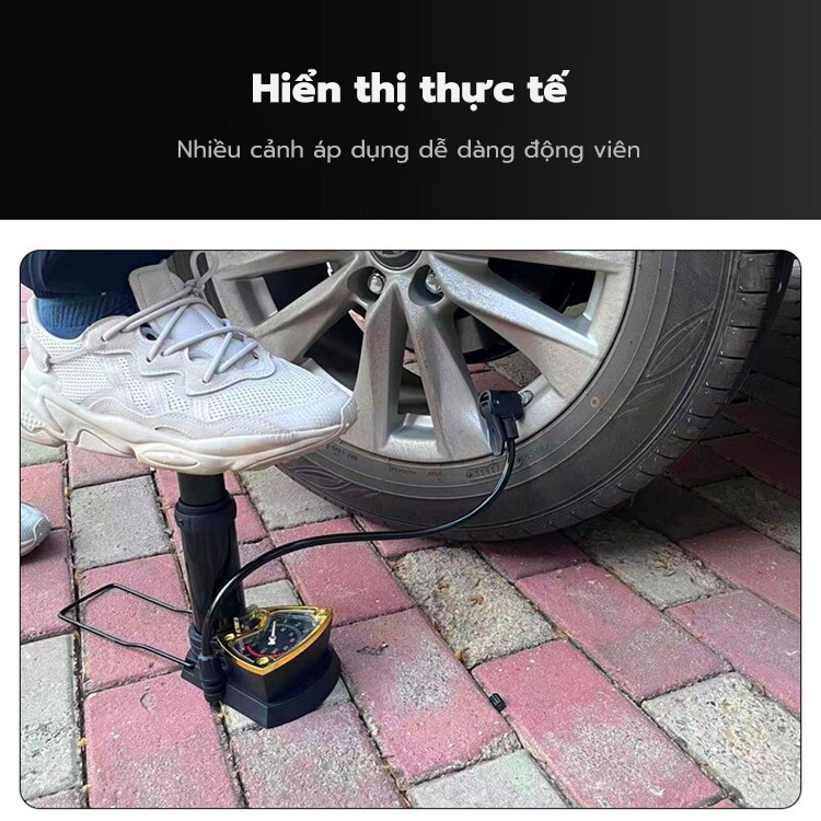 Bơm xe máy xe đạp nhỏ gọn đầu van đa năng